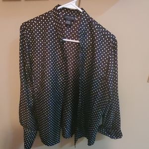 Black white polka dot blouse
